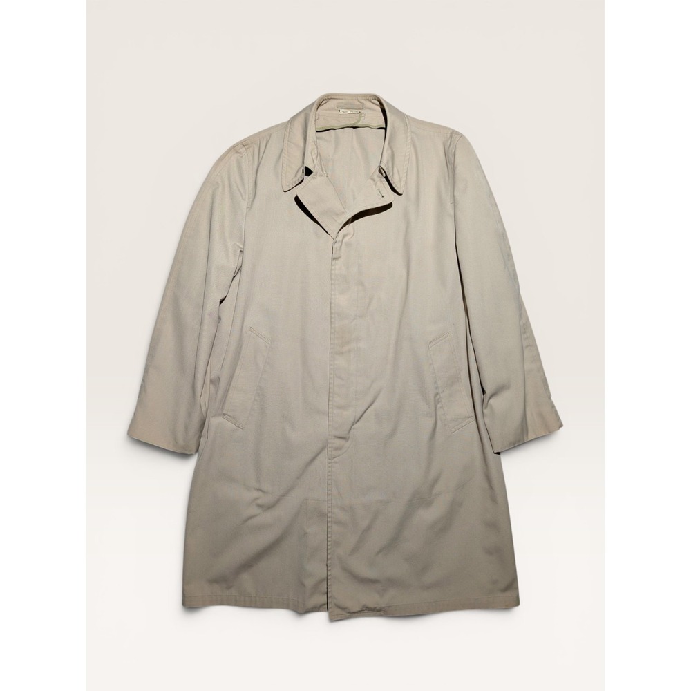 VTG London Fog Trench Coat Beige Raincoat 44R USA Classic Minimalist